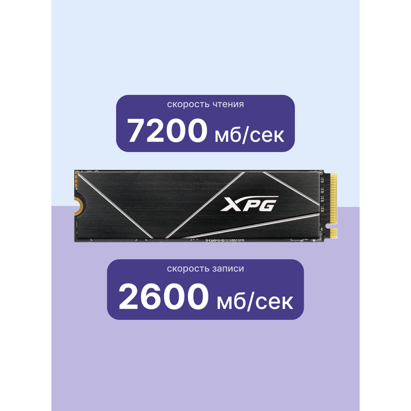 Твердотельный накопитель ADATA SSD GAMMIX S70 BLADE, 512 ГБ, 3D TLC, чтение 7400 МБ/с, 370 ТБ, фото 3