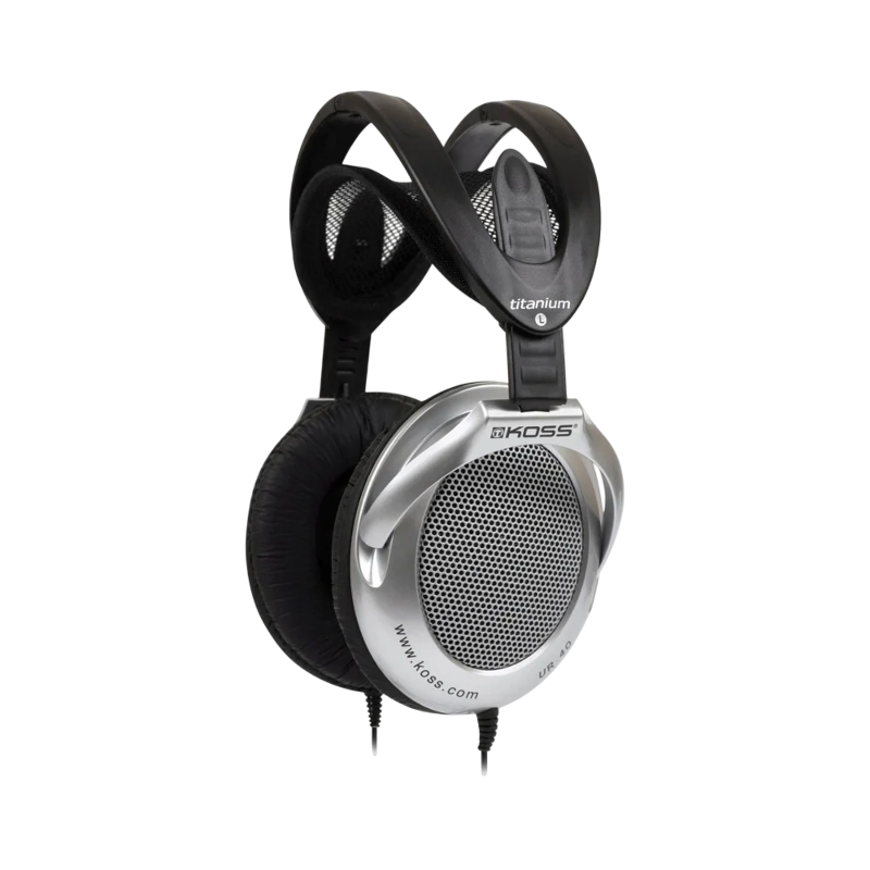 Наушники Koss UR40, проводное подключение, Mini-jack, накладные, серебристый, чёрный, крепление оголовье