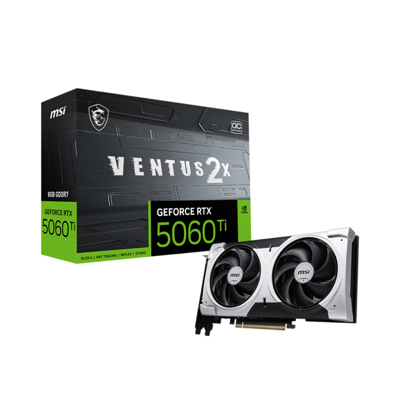 Видеокарта MSI GeForce RTX 5060 Ti 8G VENTUS 2X OC PLUS, NVIDIA GeForce RTX 5060 Ti