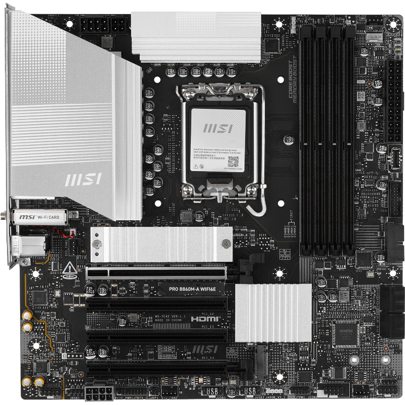 Материнская плата MSI PRO B860M-A WIFI6E, LGA1851, Intel B860, Micro-ATX, DDR5