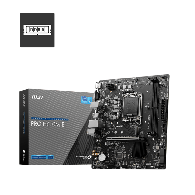 Материнская плата MSI INTEL H610 s1700, LGA1700, mATX, DDR5, DIMM, 96 ГБ ОЗУ