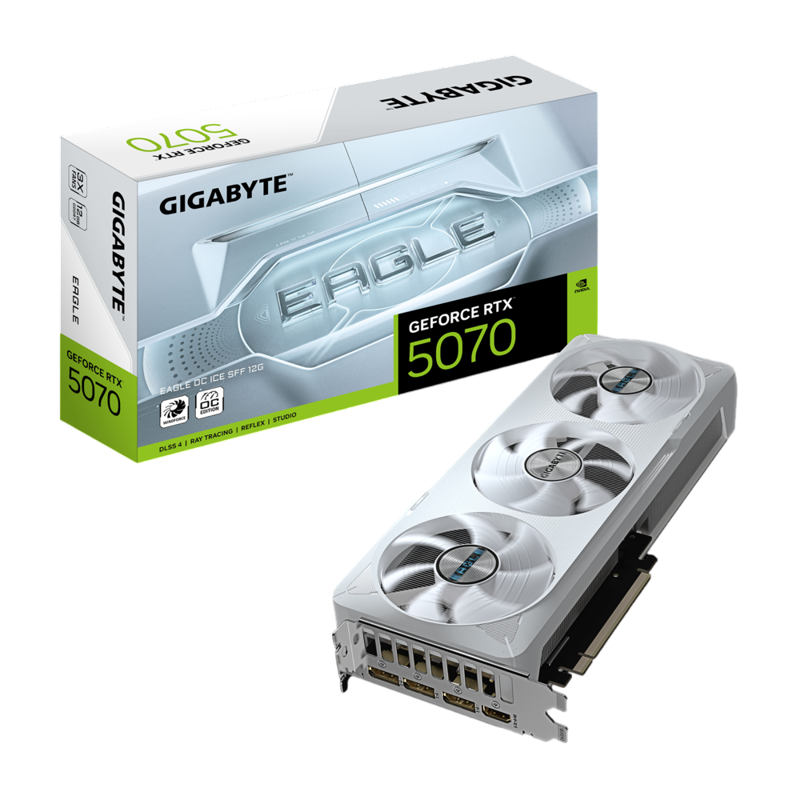 Видеокарта Gigabyte GV-N5070EAGLEOC ICE-12GD, NVIDIA GeForce RTX 5070, 12 ГБ видеопамяти