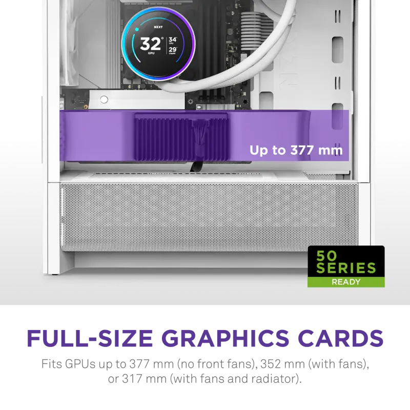 Корпус для ПК Nzxt H3 Flow, Midi Tower, белый, под mATX, mITX, материал закалённое стекло, сталь, фото 4