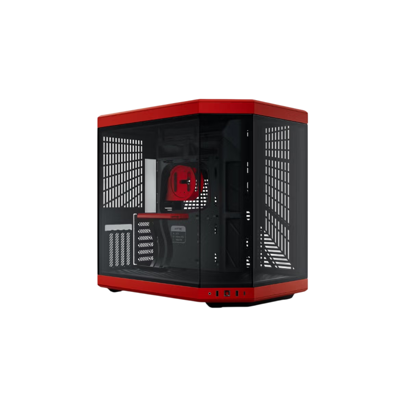 Корпус для ПК Hyte Y70, Midi Tower, красный, чёрный, под ATX, E-ATX, mATX, Mini-ITX