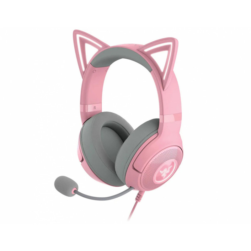 Гарнитура Razer Kraken Kitty V2 - Quartz, проводное подключение, USB Type-A, накладные, розовый, фото 2