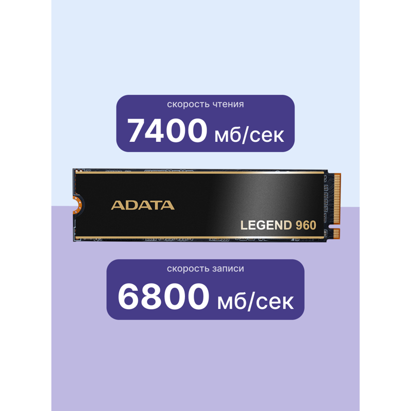 Твердотельный накопитель ADATA SSD LEGEND 960, 4 ТБ, 3D NAND, чтение 7400 МБ/с, 3120 ТБ, фото 3