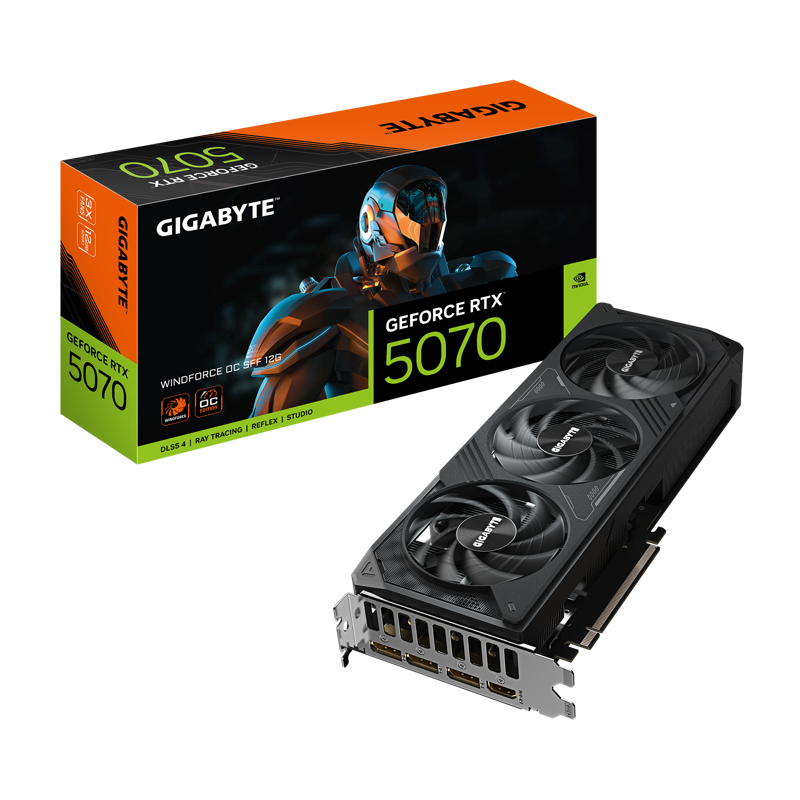 Видеокарта Gigabyte GV-N5070WF3OC-12GD, NVIDIA GeForce RTX 5070, 12 ГБ видеопамяти, GDDR7