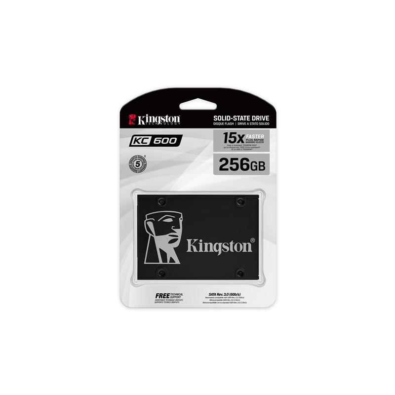 Твердотельный накопитель Kingston SSD KC600, 256 ГБ, 3D TLC, чтение 550 МБ/с, 150 ТБ, фото 4