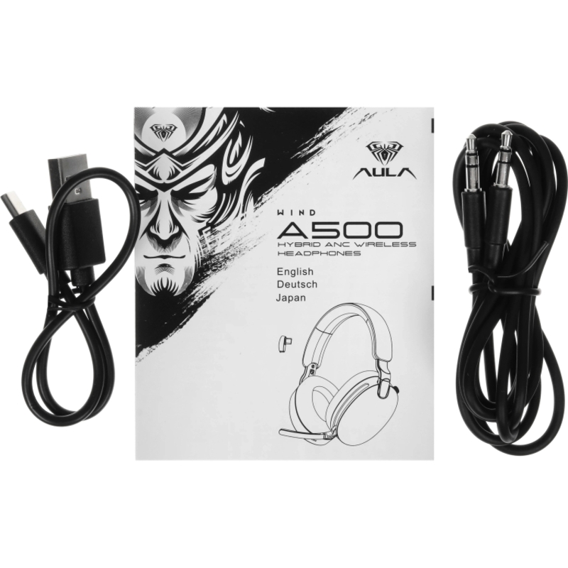 Гарнитура AULA A500, радиоканал, Bluetooth 5.4, USB Type-C, полноразмерные, чёрный, микрофон выдвижной, фото 7