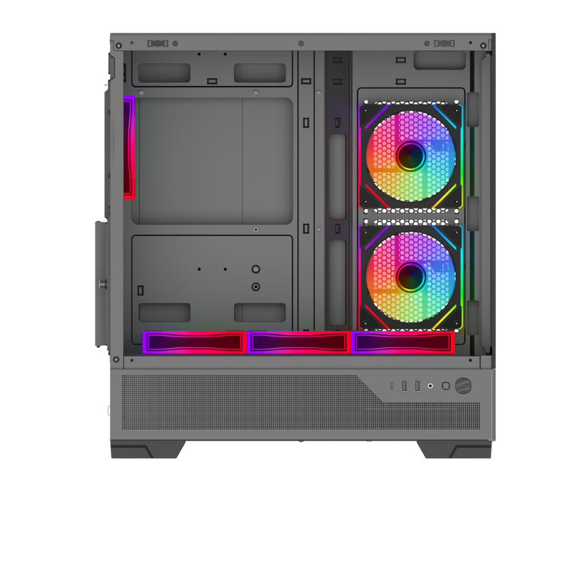 Корпус для ПК Sama V43, Midi Tower, чёрный, под ATX, mATX, Mini-ITX, подсветка ARGB, фото 3