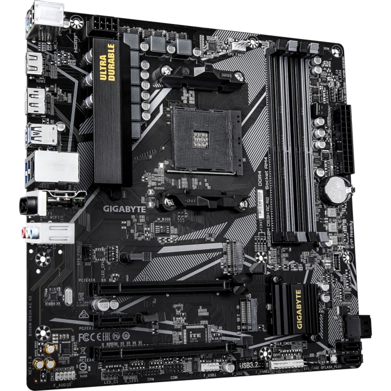 Материнская плата Gigabyte B550M DS3H AC R2, AM4, AMD B550, Micro-ATX, DDR4, фото 6