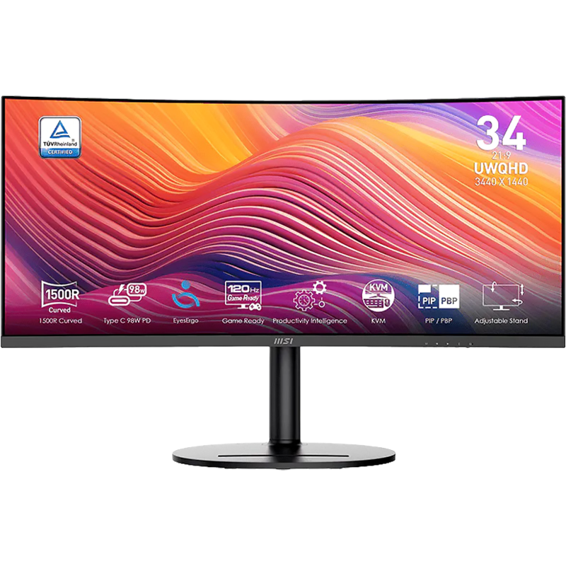 Монитор MSI Modern MD342CQP, 34 дюйма, 3440x1440, 120 Гц, VA, чёрный