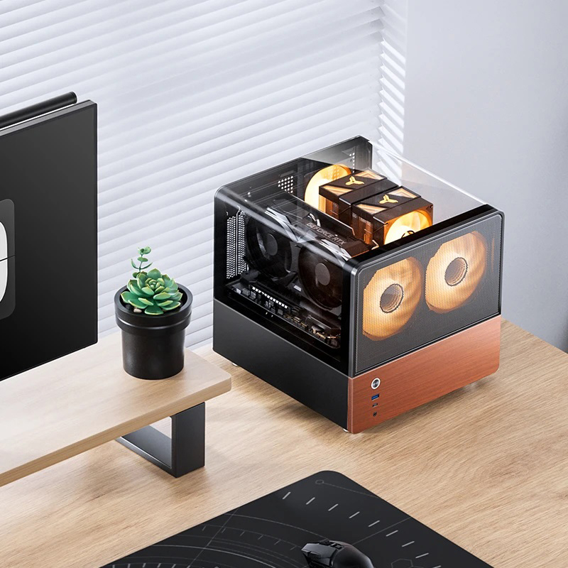 Корпус для ПК Jonsbo V12, Mini Tower, чёрный, под mATX, Mini-ITX, материал дерево, закалённое стекло и др., фото 8