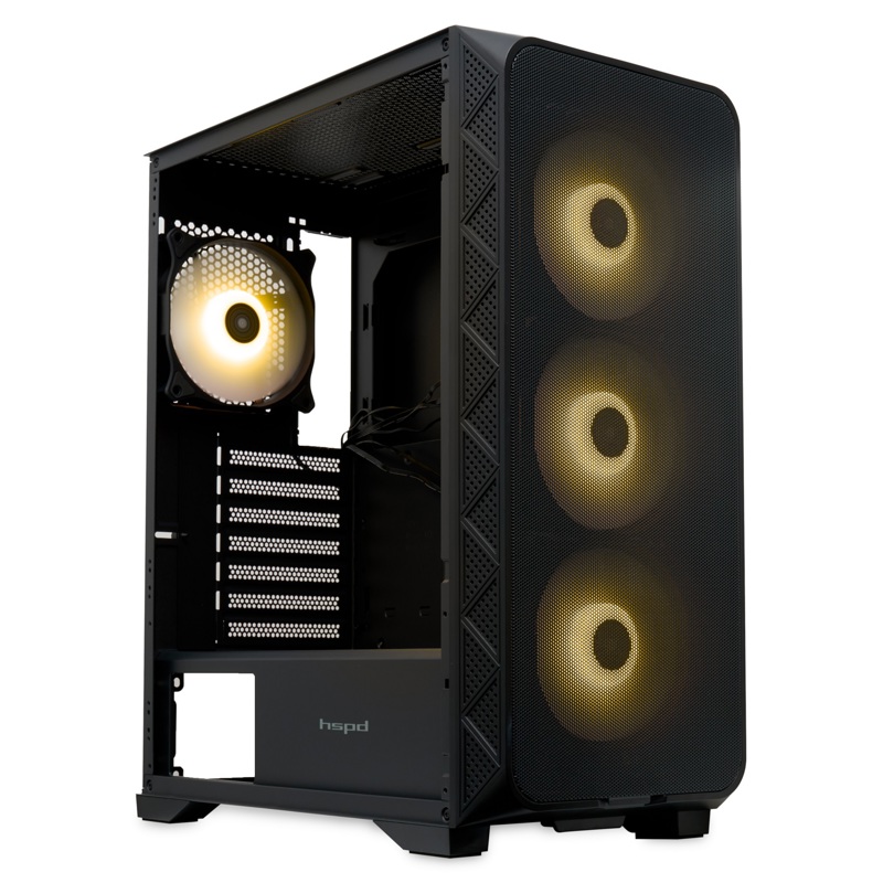 Корпус для ПК Hspd M521, Midi Tower, чёрный, под ATX, mATX, Mini-ITX, материал закалённое стекло, сталь, фото 10