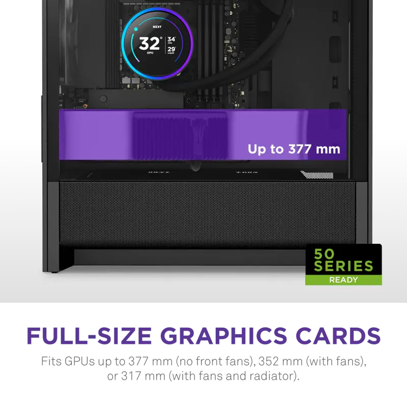 Корпус для ПК Nzxt H3 Flow, Midi Tower, чёрный, под mATX, mITX, материал закалённое стекло, сталь, фото 4