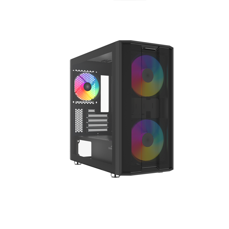 Корпус для ПК Sama S30, Midi Tower, чёрный, под mATX, mITX, материал закалённое стекло, сталь, фото 10