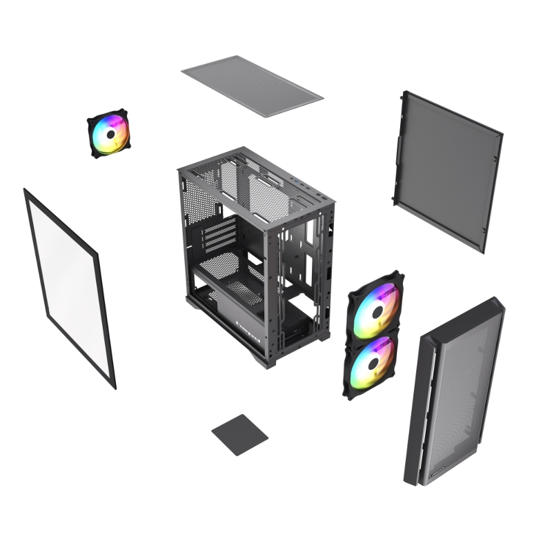Корпус для ПК Hspd M336, Mini Tower, чёрный, под mATX, Mini-ITX, подсветка ARGB, фото 8