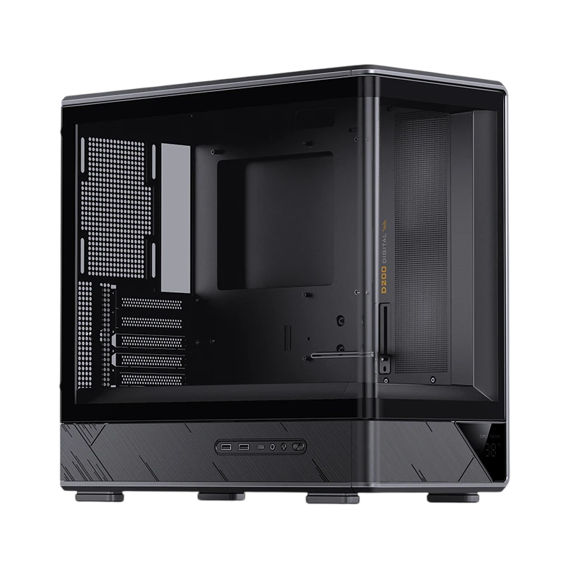 Корпус для ПК Jonsbo D200, Mini Tower, чёрный, под mATX, Mini-ITX, материал закалённое стекло, сталь
