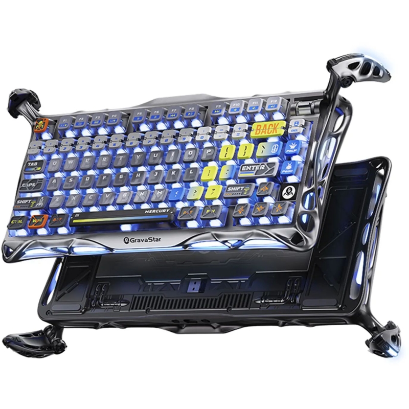 Клавиатура Gravastar Mercury K1 Pro GRY, USB-C, Bluetooth, радиоканал, механические, серый, подсветка, фото 6