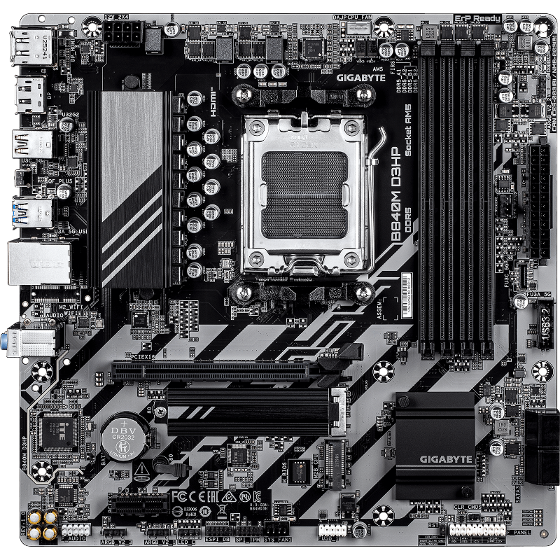 Материнская плата Gigabyte B840M D3HP, AM5, AMD B840, mATX, DDR5
