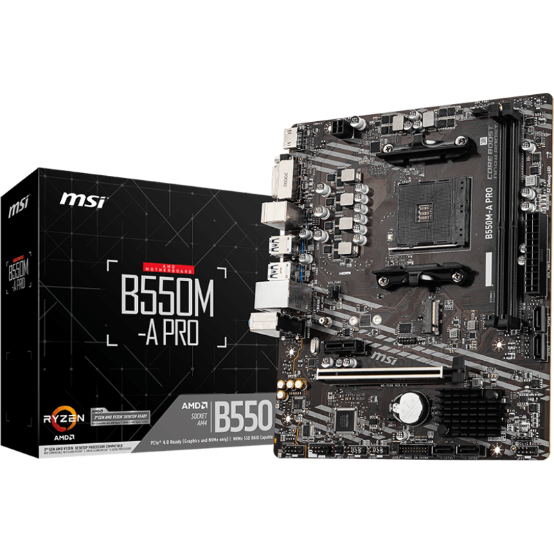 Материнская плата MSI B550M-A PRO, AM4, AMD B550, mATX, DDR4, DIMM