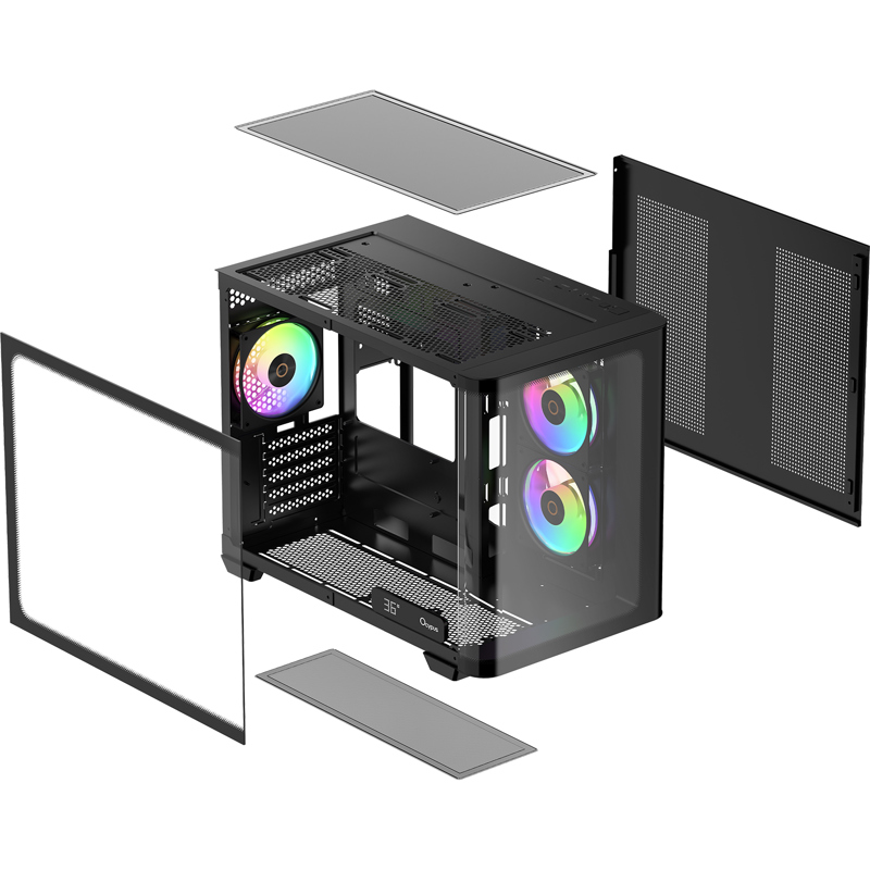 Корпус для ПК Ocypus Iota C50 Curve BK ARGB, Mini Tower, чёрный, под mATX, mITX, подсветка ARGB, фото 8