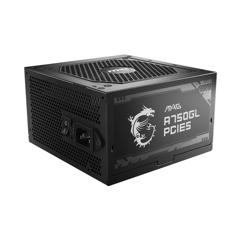 Блок питания MSI MAG A750GL PCIE5, 750 Вт, 80 PLUS Gold, ATX, активный PFC, вентилятор 120x120 мм