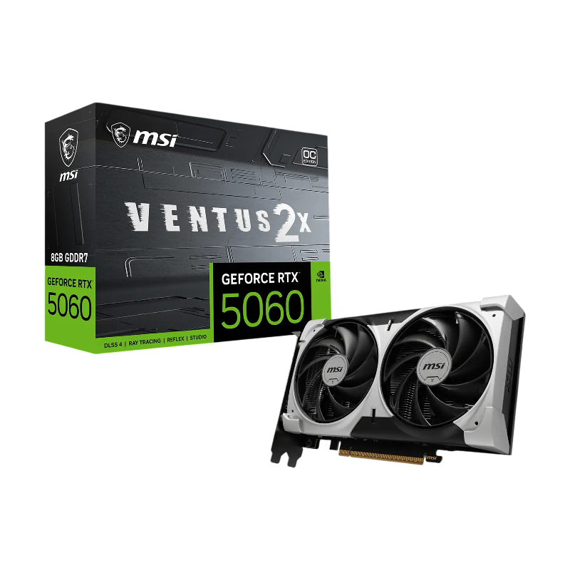 Видеокарта MSI GeForce RTX 5060 8G VENTUS 2X OC V1, NVIDIA GeForce RTX 5060, GDDR7