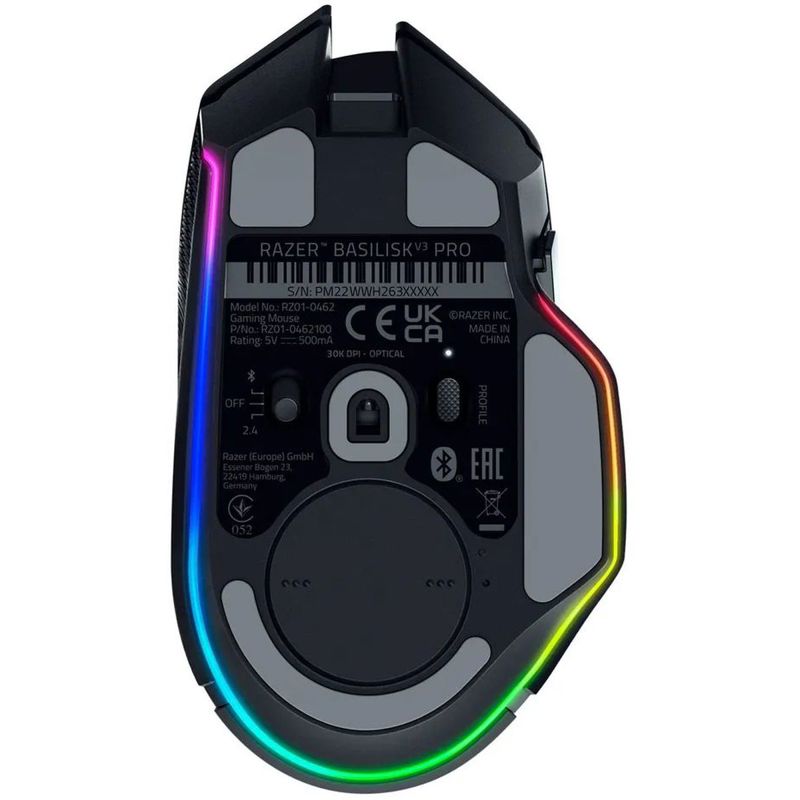 Мышь Razer Basilisk V3 Pro 35K, радиоканал, 35000 dpi, чёрный, подсветка, фото 7