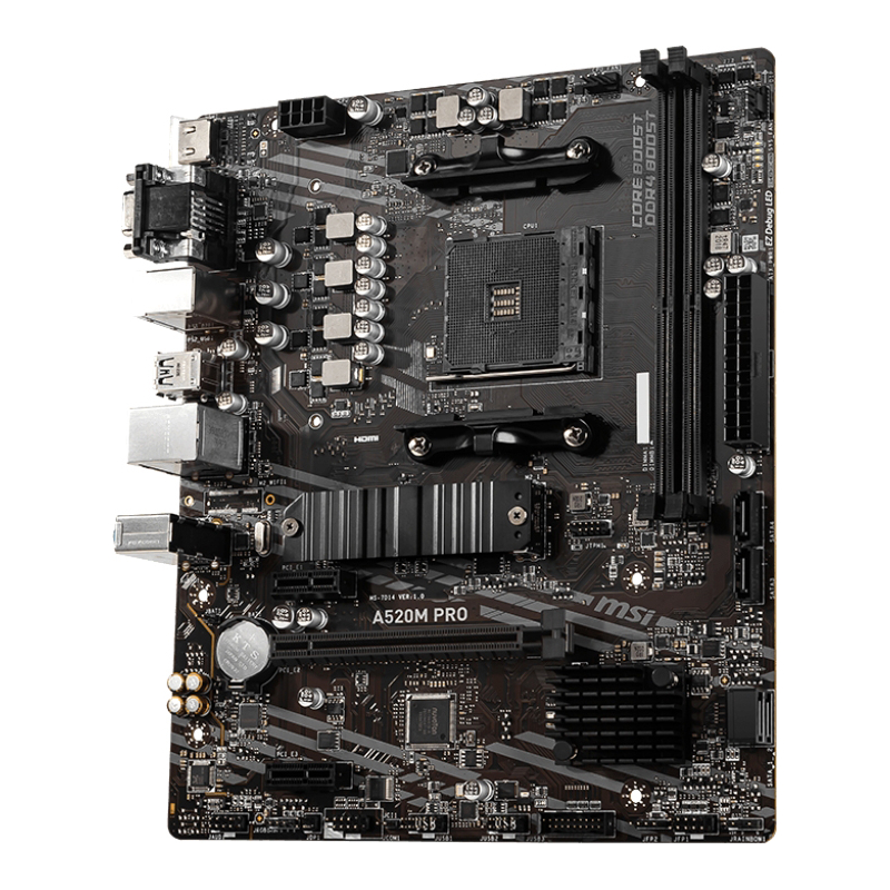 Материнская плата MSI AMD A520 sAM4, AM4, mATX, DDR4, DIMM, 64 ГБ ОЗУ, A520MPRO, фото 7