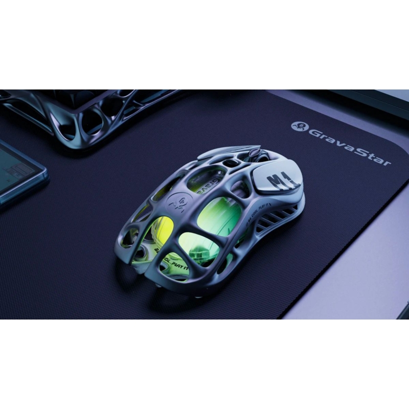 Мышь Gravastar Mercury M1 Pro, USB-C, Bluetooth, радиоканал, 26000 dpi, серый, подсветка, фото 6