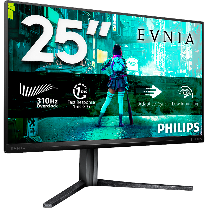 Монитор Philips 25M2N3200U, 24.5 дюйма, 1920x1200, 300 Гц, IPS, чёрный, формат 16:10