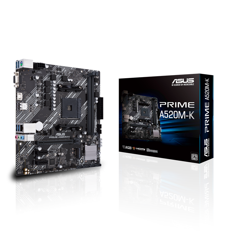 Материнская плата ASUS PRIME A520M-K, AM4, AMD A520, Micro-ATX, DDR4