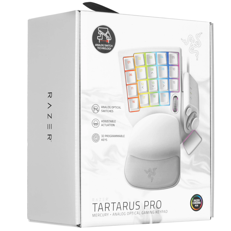 Клавиатура Razer Tartarus Pro Mercury, проводное подключение, USB-A, механические, белый, подсветка, фото 32