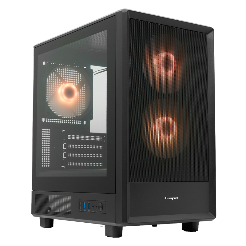 Корпус для ПК Hspd M310, Mini Tower, чёрный, под mATX, Mini-ITX, материал закалённое стекло, сталь
