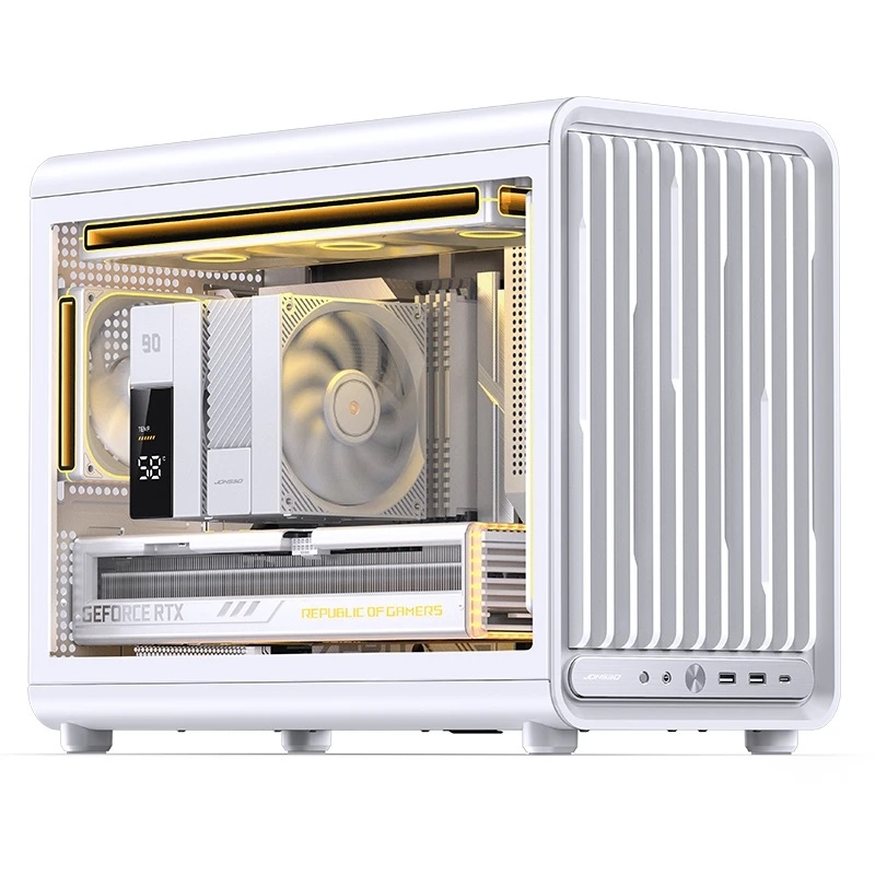 Корпус для ПК Jonsbo D33, Mini Tower, белый, под mATX, mITX, материал закалённое стекло, сталь, фото 3
