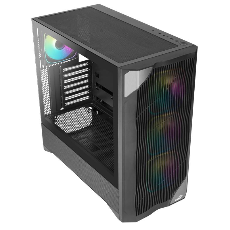 Корпус для ПК Sama V42, Midi Tower, чёрный, под ATX, mATX, mITX, материал закалённое стекло, сталь, фото 6