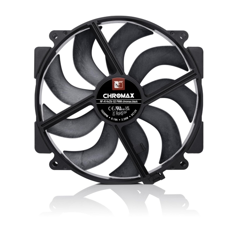 Корпусной вентилятор Noctua Cooler NF-A14x25r G2 PWM chromax.black.swap, 1500 об/мин, фото 2