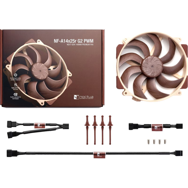 Корпусной вентилятор Noctua Cooler NF-A14x25r G2 PWM, вентилятор 140 мм, 1500 об/мин, бежевый, фото 4