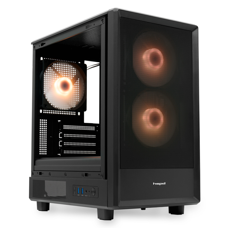 Корпус для ПК Hspd M310, Mini Tower, чёрный, под mATX, Mini-ITX, материал закалённое стекло, сталь, фото 2