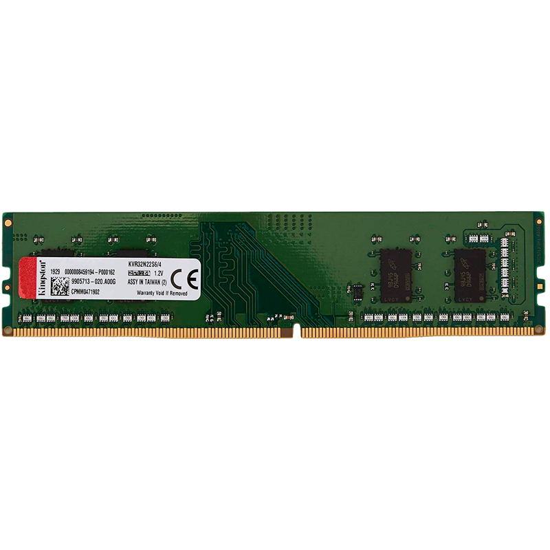 Оперативная память Kingston KVR32N22S6/4, 4 ГБ, DDR4, 3200 МГц, DIMM, PC4-25600, CL22