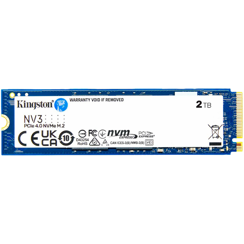 Твердотельный накопитель Kingston SSD NV3, 2 ТБ, 3D TLC, чтение 6000 МБ/с, 640 ТБ