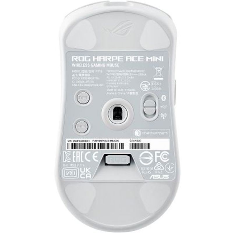 Мышь ASUS P716 ROG HARPE ACE MINI, USB-A, Bluetooth, радиоканал, 42000 dpi, белый, подсветка, фото 4