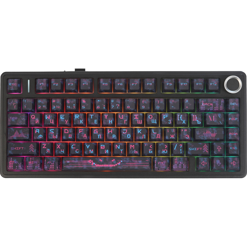 Клавиатура AULA F75 Neonight Cotton Candy, беспроводное подключение, чёрный