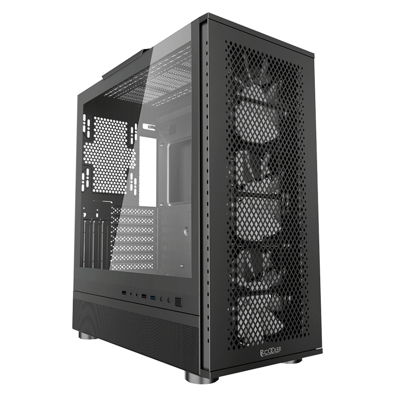 Корпус для ПК PcCooler ME200 MESH BK, Midi Tower, чёрный, под ATX, E-ATX, mATX, mITX, подсветка ARGB