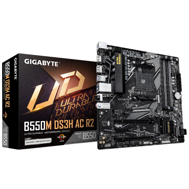 Материнская плата Gigabyte B550M DS3H AC R2, AM4, AMD B550, Micro-ATX, DDR4