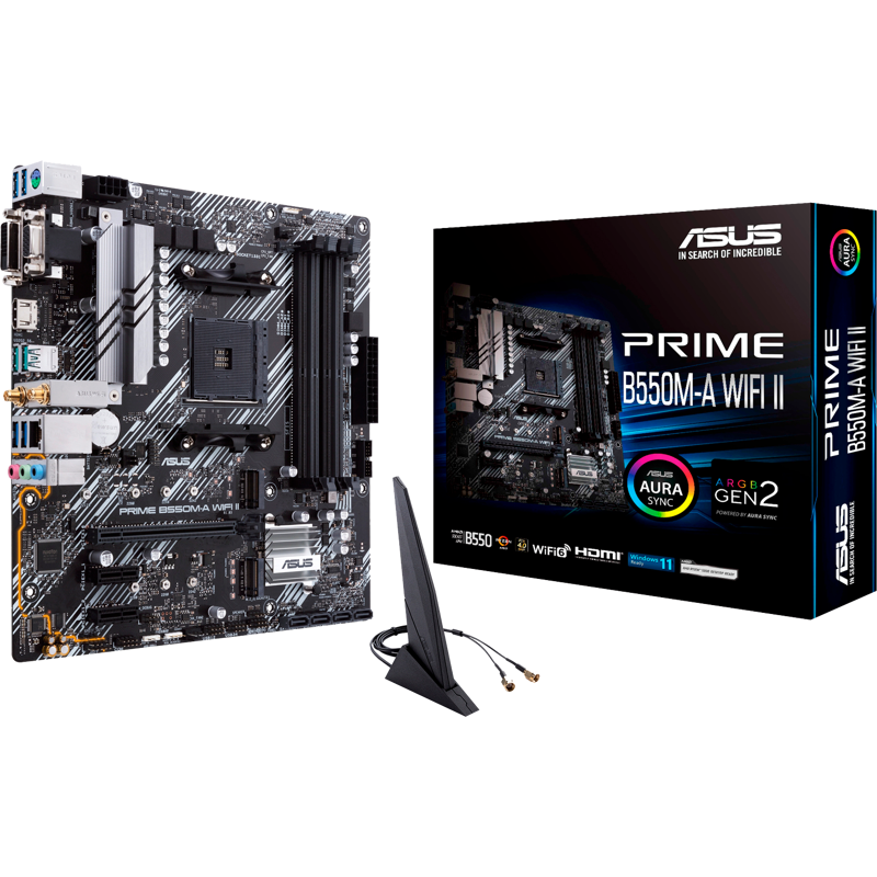 Материнская плата ASUS PRIME B550M-A WIFI II, AM4, AMD B550, Micro-ATX, DDR4