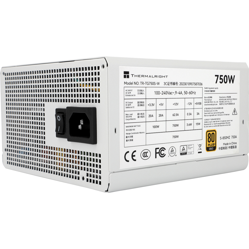 Блок питания Thermalright TR-TG750S-W, 750 Вт, 80 PLUS Gold, ATX, активный PFC, вентилятор 120x120 мм, фото 2