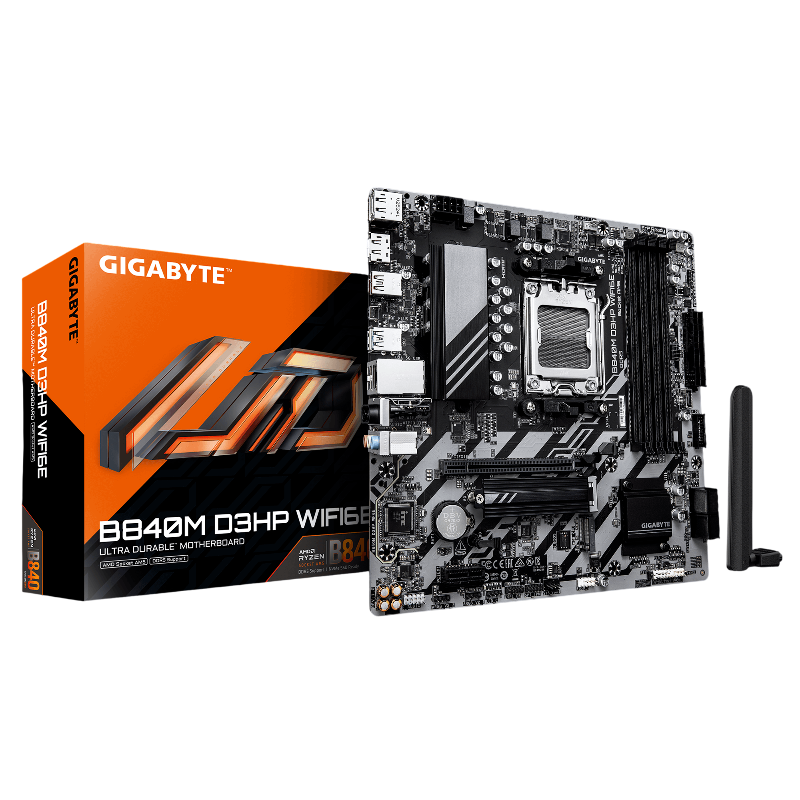 Материнская плата Gigabyte B840M D3HP WF6E, AM5, AMD B840, Micro-ATX, DDR5