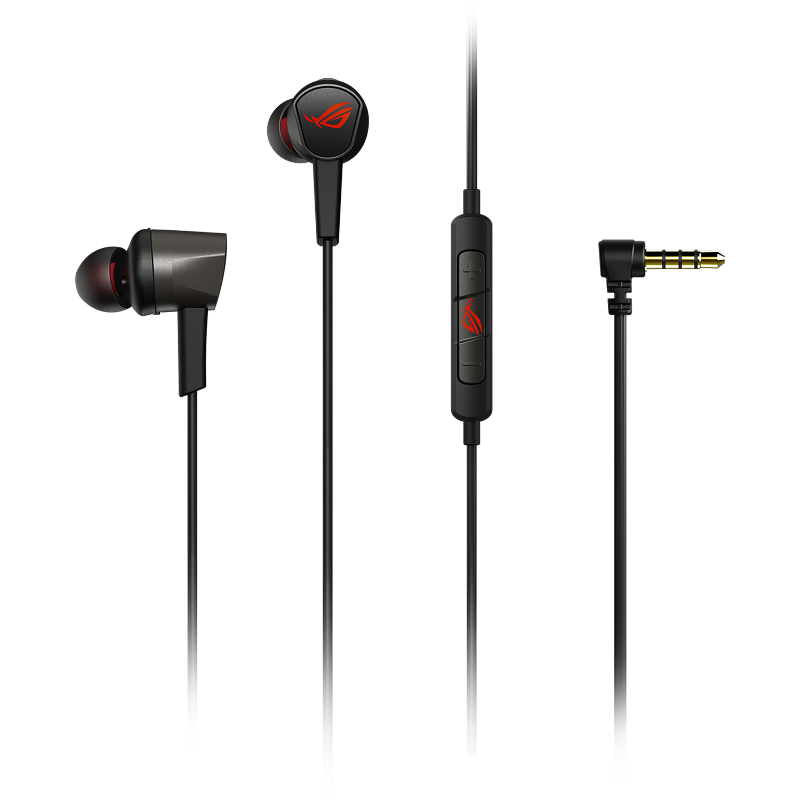 Гарнитура ASUS ROG CETRA II CORE, проводное подключение, Jack, внутриканальные, чёрный, для геймеров